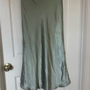 Elegant Green Satin Skirt